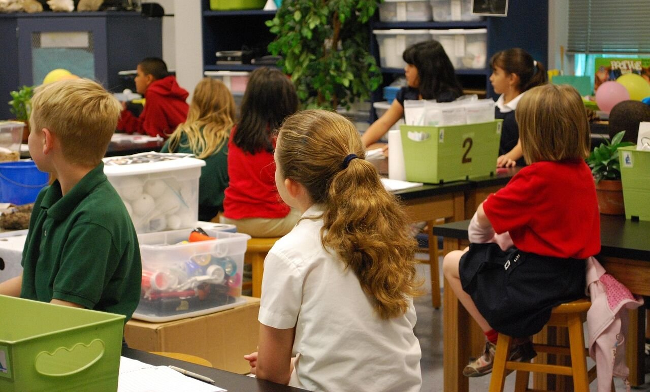 Classroom with teacher and children